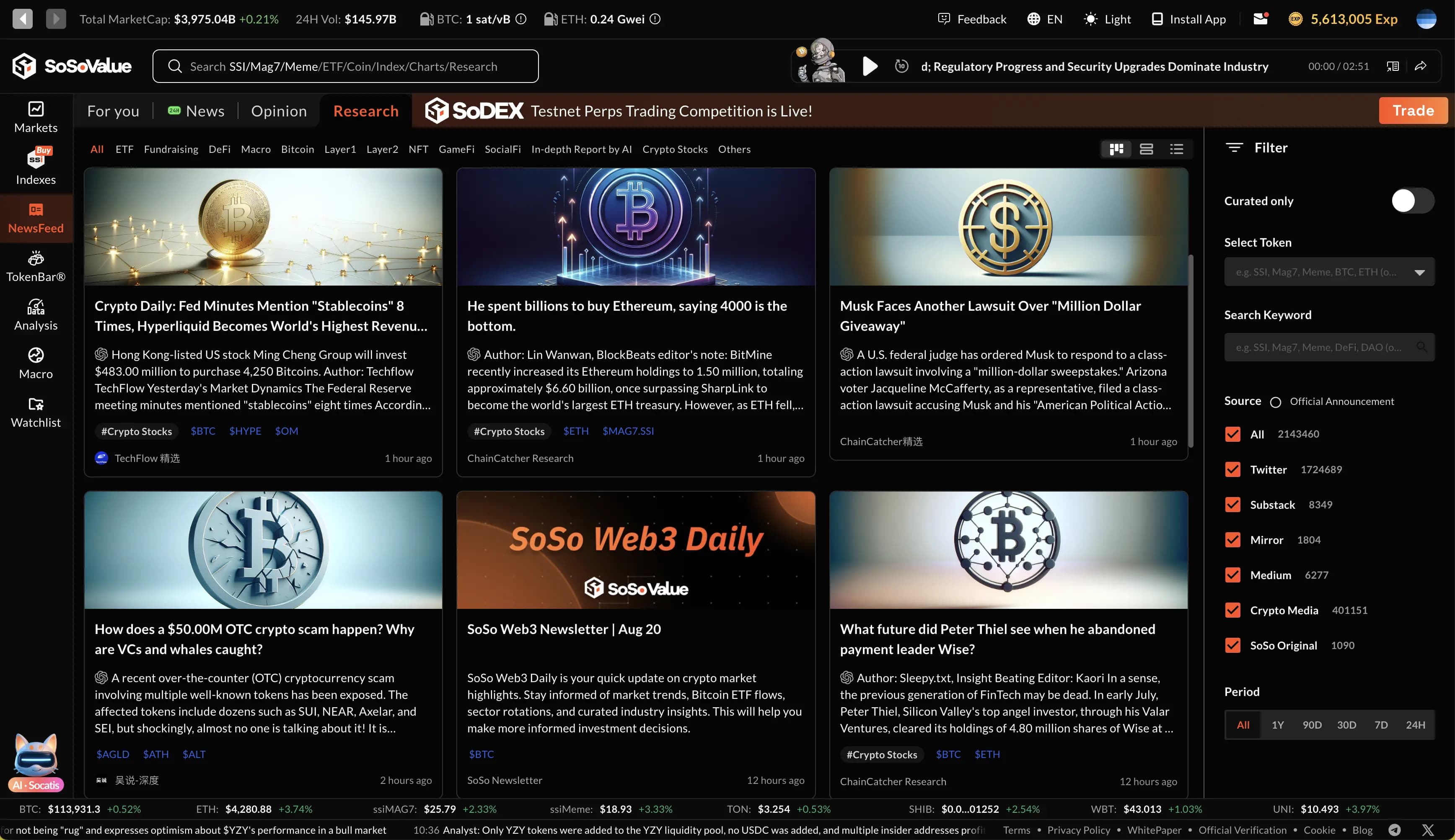 SoSoValue Research Terminal Interface